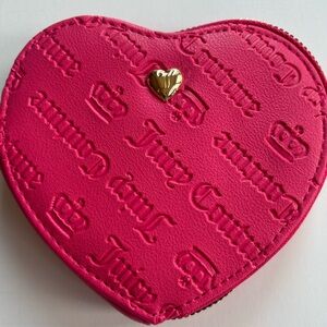 New Juicy Couture Monogrammed Pink Heart Wristlet